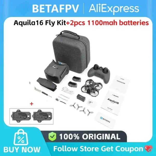 BETAFPV Aquila16 FPV Kit | ELRS 2.4G LiteRadio 2 SE, VR03 FPV Goggles, 25-350mW VTX, 1102 18000KV Racing Quadcopter Drone - Image 7