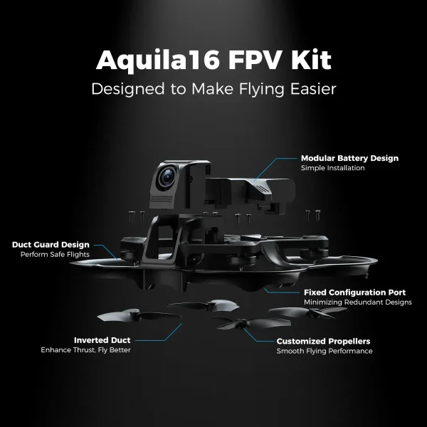 BETAFPV Aquila16 FPV Kit | ELRS 2.4G LiteRadio 2 SE, VR03 FPV Goggles, 25-350mW VTX, 1102 18000KV Racing Quadcopter Drone - Image 3