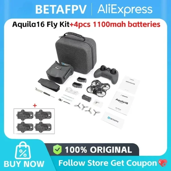 BETAFPV Aquila16 FPV Kit | ELRS 2.4G LiteRadio 2 SE, VR03 FPV Goggles, 25-350mW VTX, 1102 18000KV Racing Quadcopter Drone - Image 10