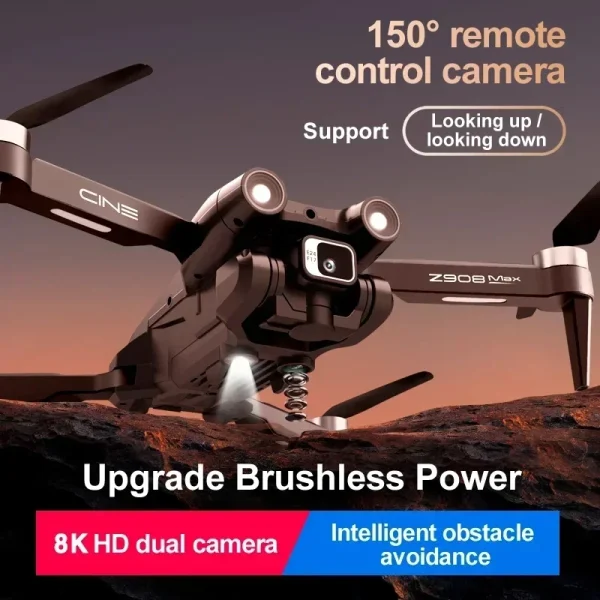 Z908 Pro Max Drone | GPS, 8K Dual Camera, Brushless Motor, Optical Flow, 9000M Range, Foldable Quadcopter with Obstacle Avoidance - Image 4