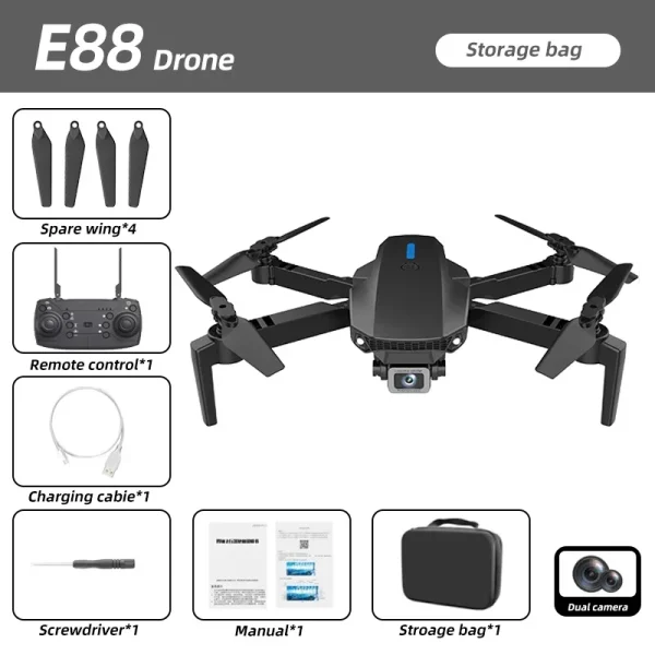 KBDFA E88 PRO Professional Drone | HD Camera, WiFi FPV, Height Hold, Foldable Design, RC Quadcopter for Aerial Photography | Perfect Gift - Image 7