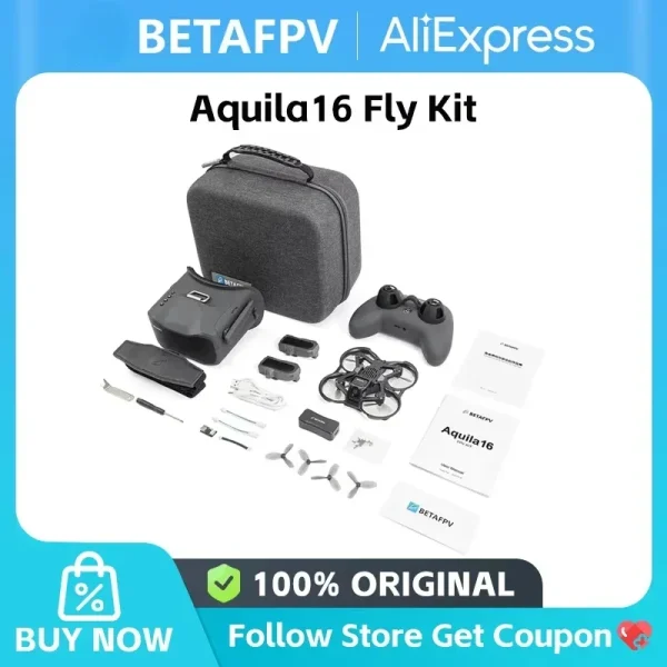 BETAFPV Aquila16 FPV Kit | ELRS 2.4G LiteRadio 2 SE, VR03 FPV Goggles, 25-350mW VTX, 1102 18000KV Racing Quadcopter Drone - Image 8