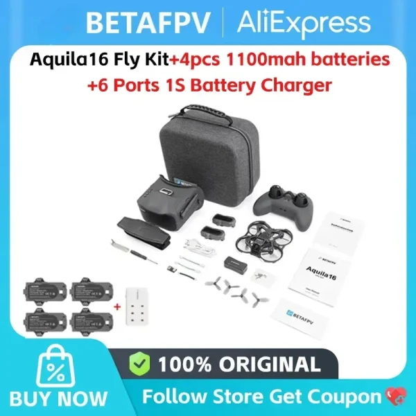 BETAFPV Aquila16 FPV Kit | ELRS 2.4G LiteRadio 2 SE, VR03 FPV Goggles, 25-350mW VTX, 1102 18000KV Racing Quadcopter Drone - Image 11